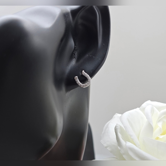 ❤️ HORSESHOE STERLIBG SILVER STUD EARRINGS - Picture 2 of 7